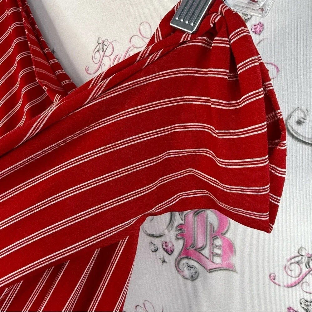 Fabric stretchy striped big piece sewing projects crafts clothing Red Striped